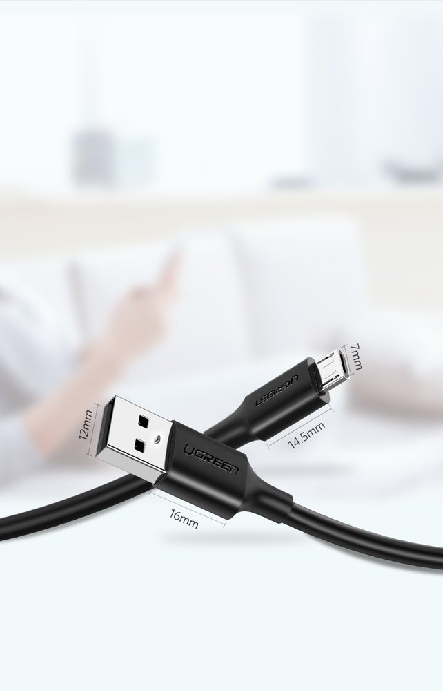 Ugreen USB - cabo micro USB 2A 1m preto (60136)
