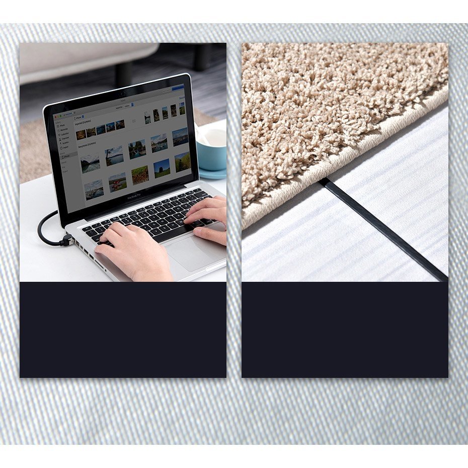 Cabo de patchcord Ethernet plano Baseus RJ45 Cat 6 1000 Mbps 1 m preto (PCWL-B01)