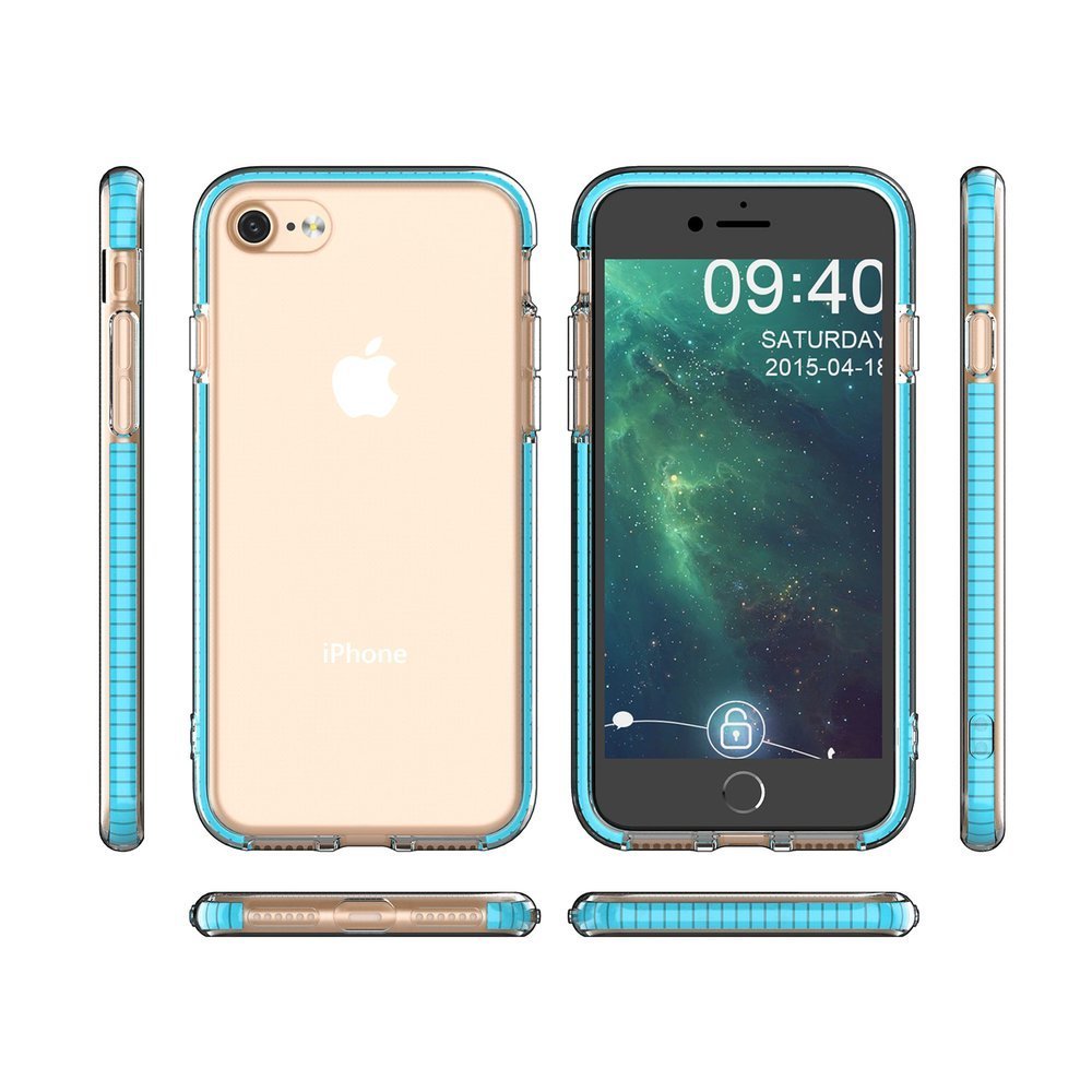 Capa protetora de gel TPU transparente com moldura colorida para iPhone SE 2020 - iPhone 8 - iPhone 7 preto