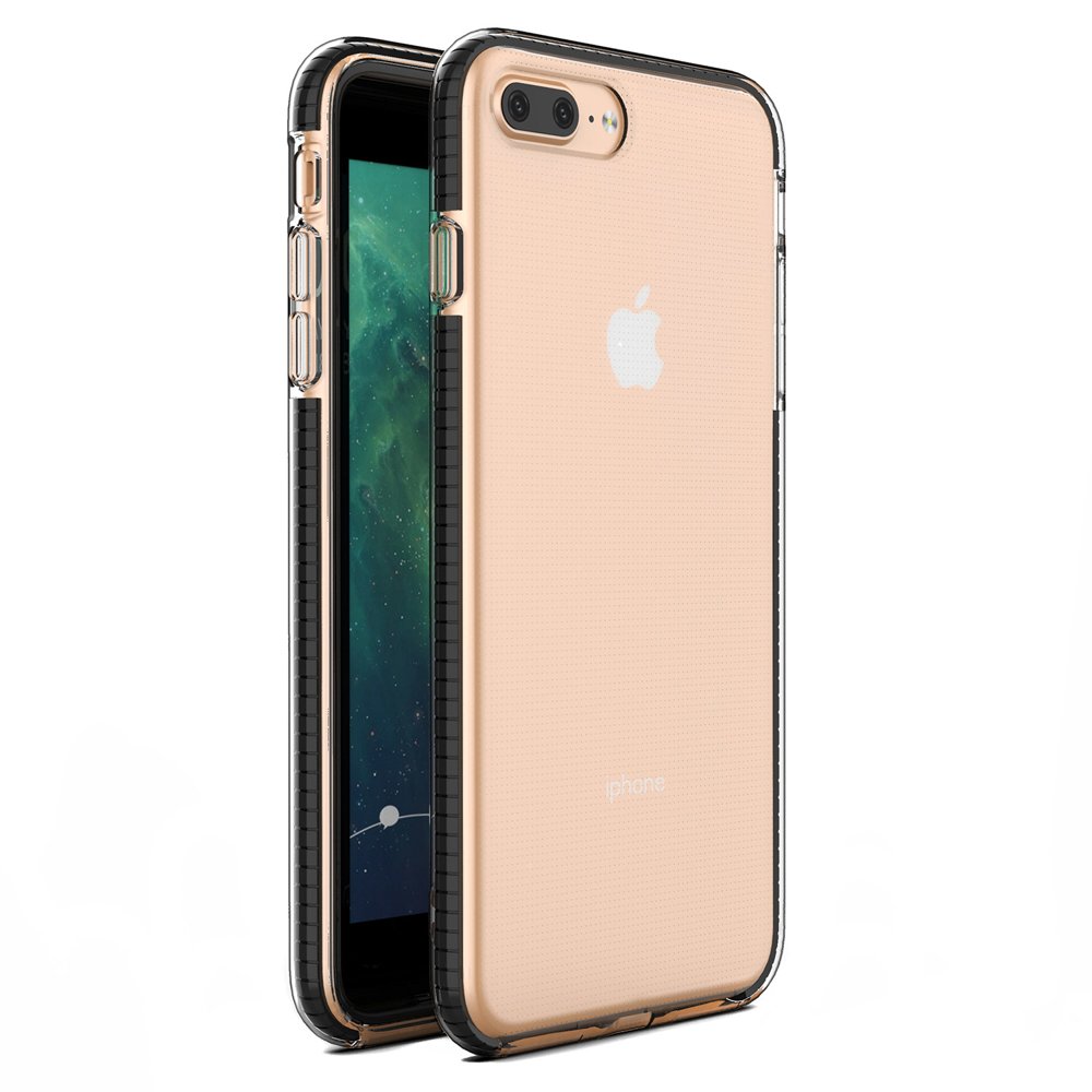 Capa protetora de gel TPU transparente com moldura colorida para iPhone 8 Plus - iPhone 7 Plus preto