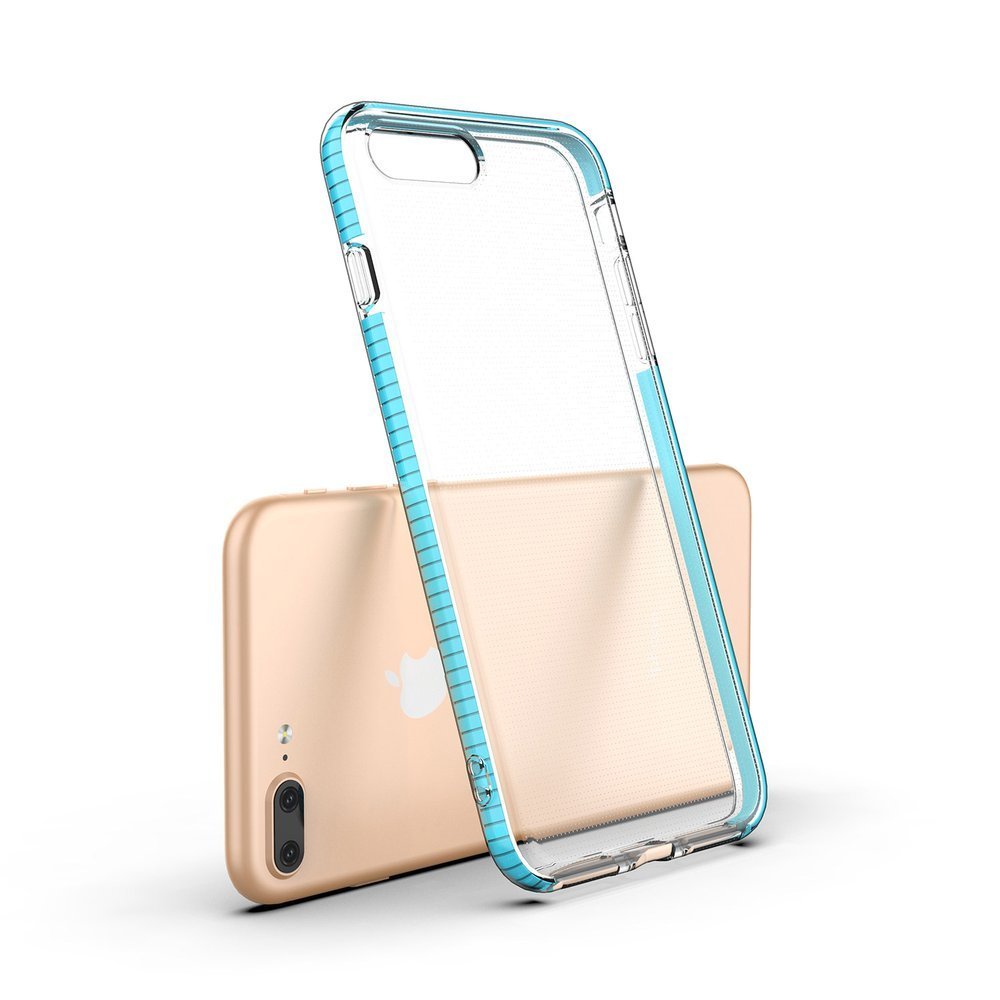 Capa protetora de gel TPU transparente com moldura colorida para iPhone 8 Plus - iPhone 7 Plus preto