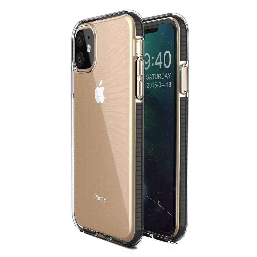 Capa protetora de gel TPU transparente com moldura colorida para iPhone 11 preto
