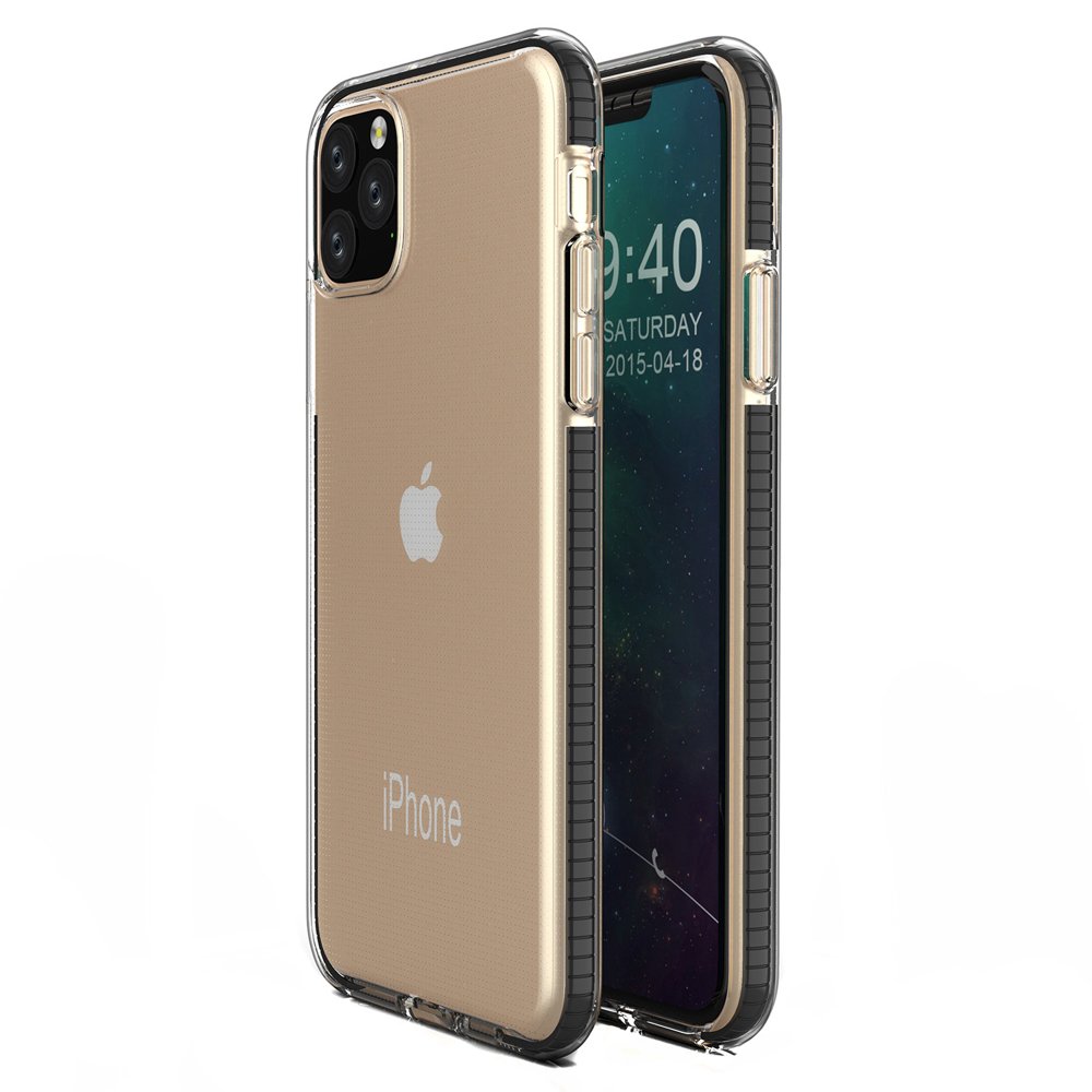 Capa protetora de gel TPU transparente com moldura colorida para iPhone 11 Pro preto
