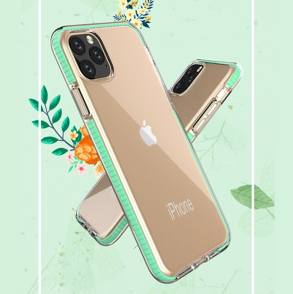 Capa protetora de gel TPU transparente com moldura colorida para iPhone 11 Pro Max preto
