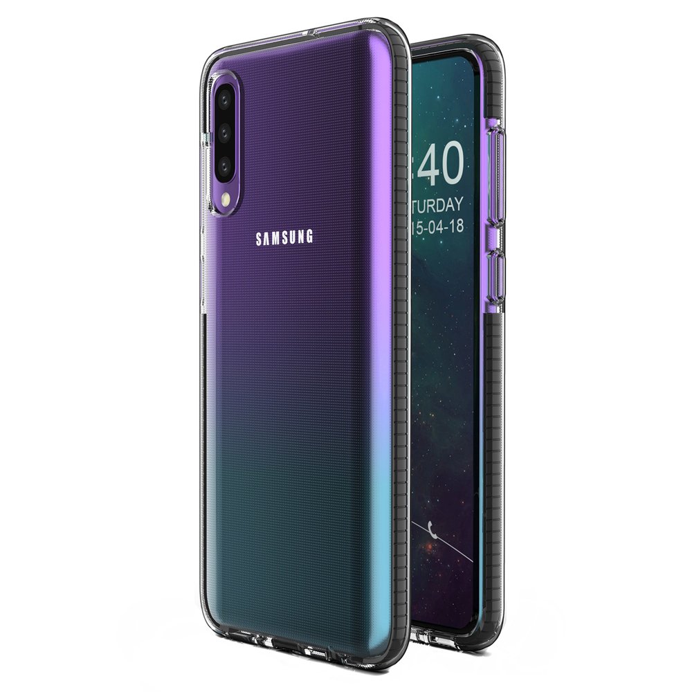 Capa protetora de gel de TPU transparente com moldura colorida para Samsung Galaxy A50s - Galaxy A50 - Galaxy A30s preto