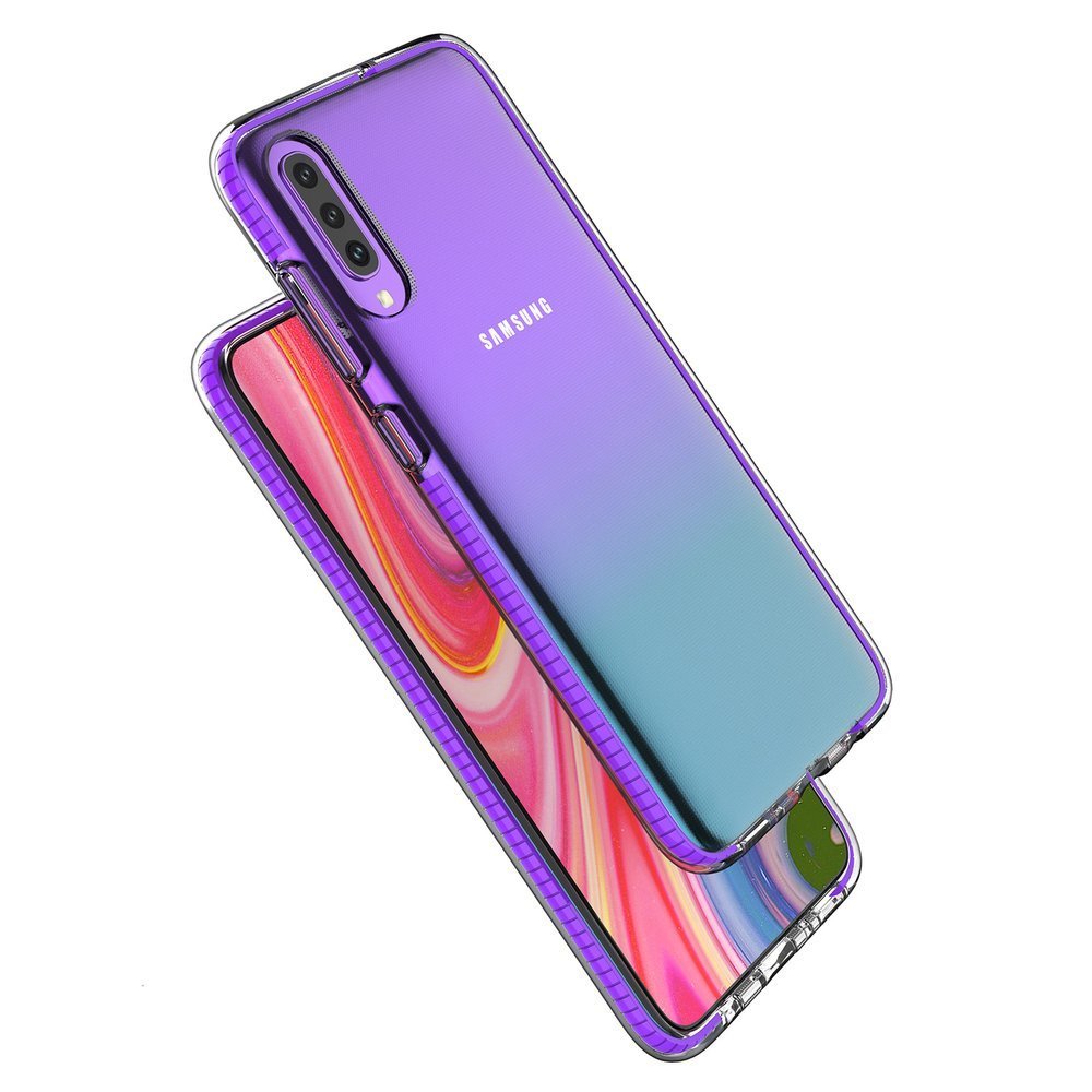 Capa protetora de gel TPU transparente com moldura colorida para Samsung Galaxy A70 preto
