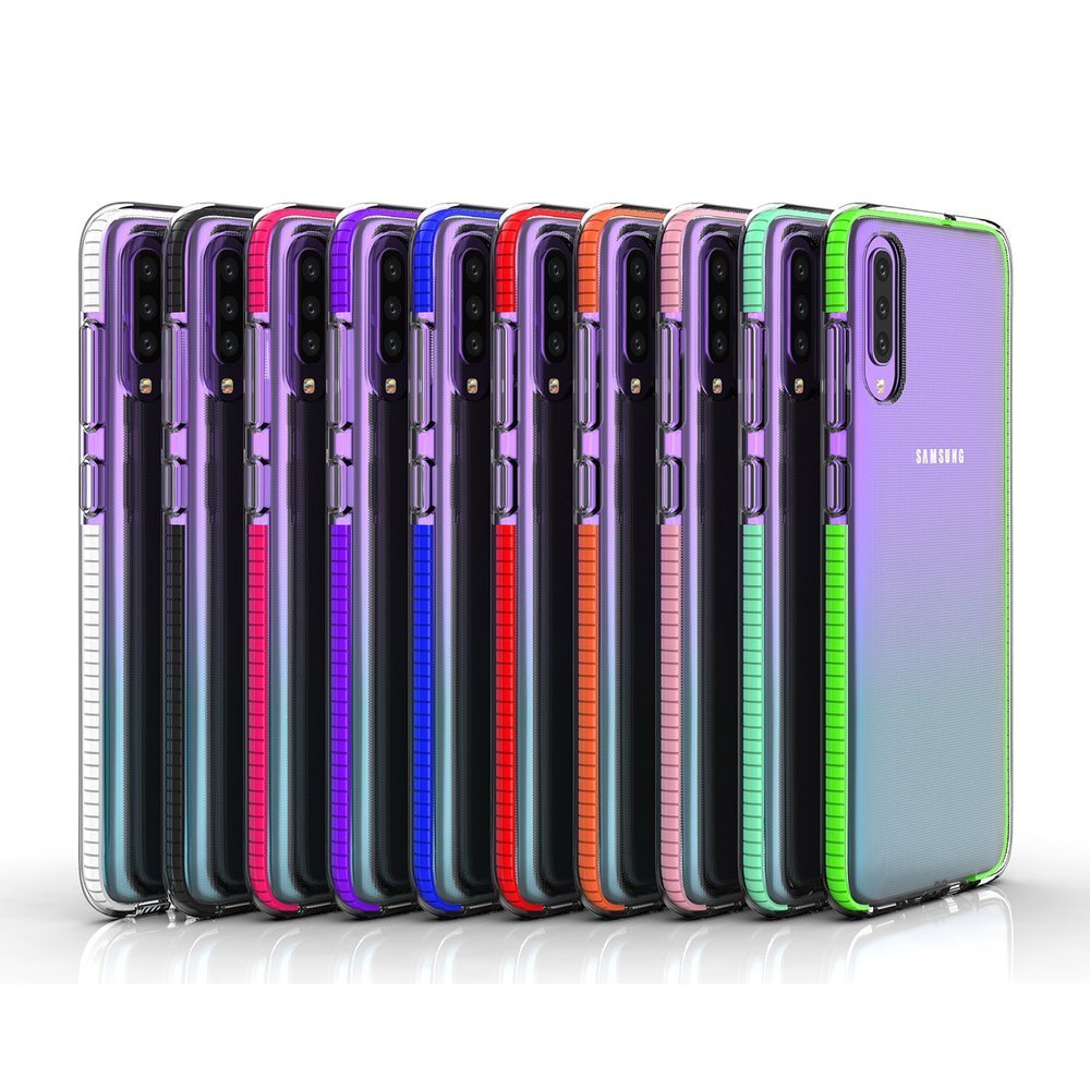 Capa protetora de gel TPU transparente com moldura colorida para Samsung Galaxy A70 preto