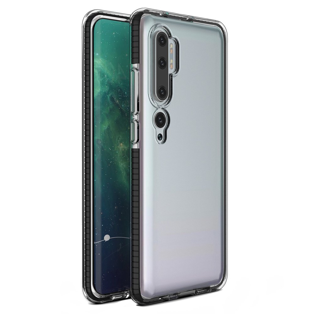 Capa protetora de gel TPU transparente com moldura colorida para Xiaomi Mi Note 10 - Mi Note 10 Pro - Mi CC9 Pro preto