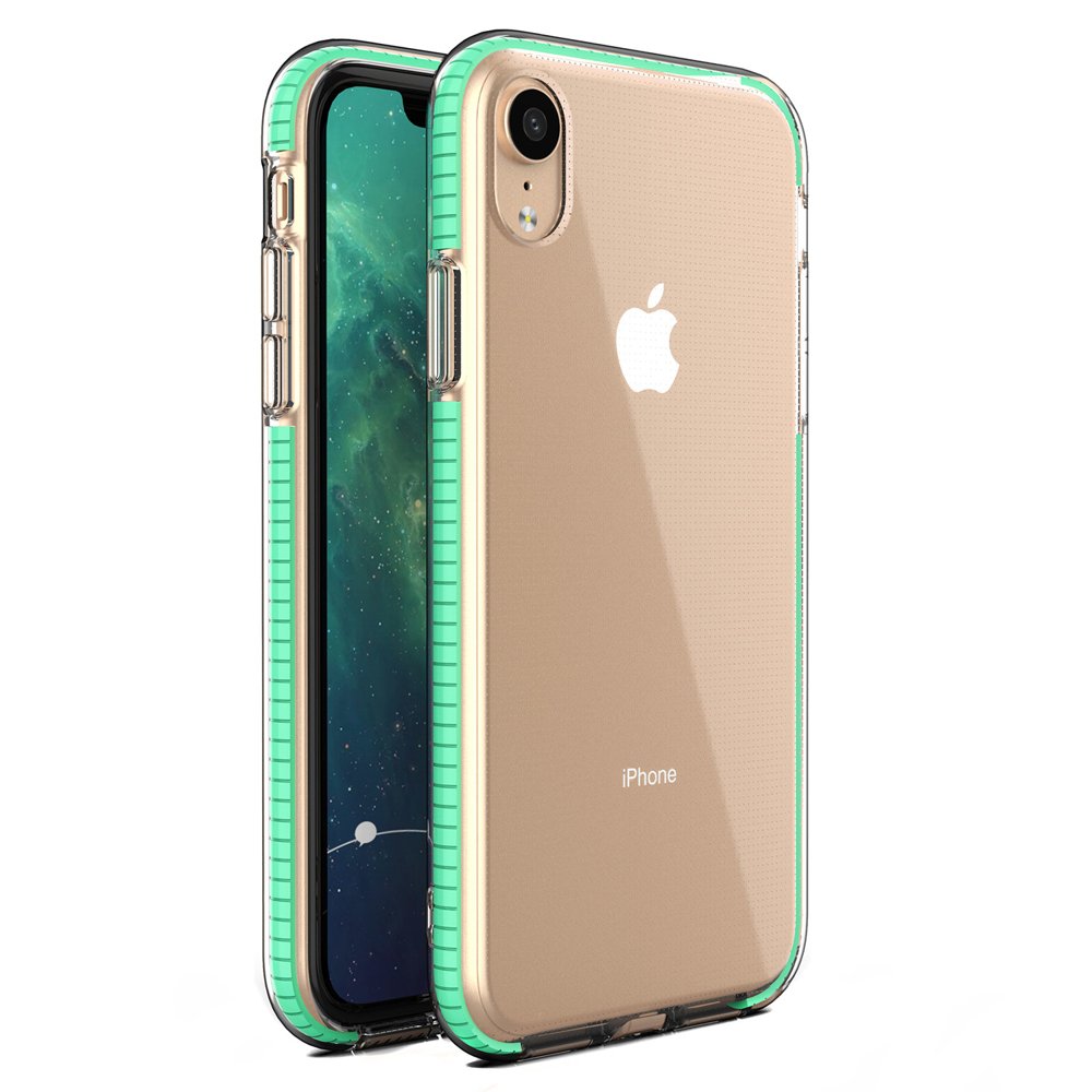 Capa protetora de gel TPU transparente com moldura colorida para iPhone XR mint