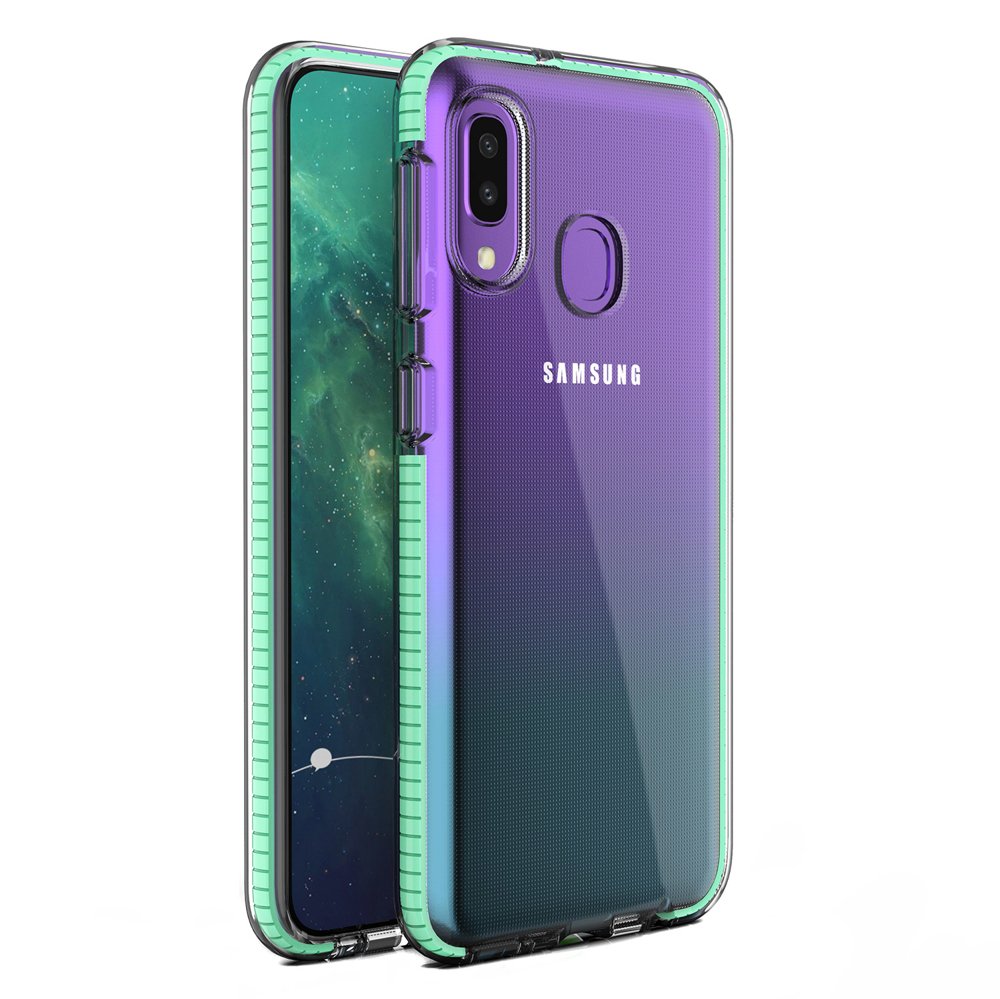 Capa protetora de gel TPU transparente com moldura colorida para Samsung Galaxy A20e mint