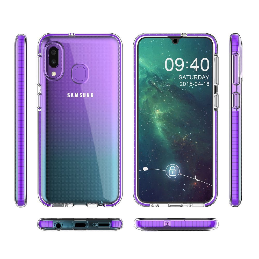 Capa protetora de gel TPU transparente com moldura colorida para Samsung Galaxy A20e mint