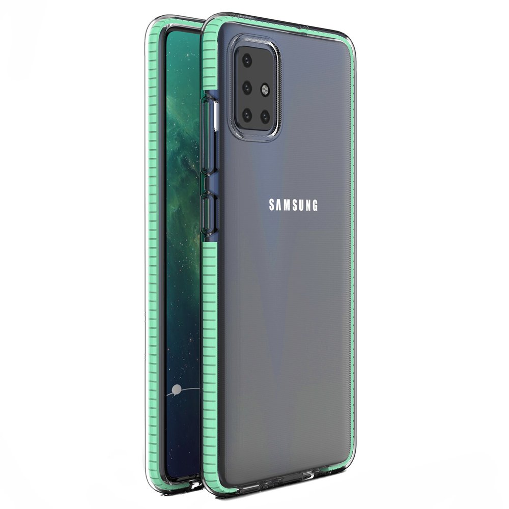 Capa protetora de gel TPU transparente com moldura colorida para Samsung Galaxy A51 mint
