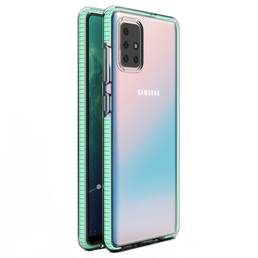 Capa protetora de gel TPU transparente com moldura colorida para Samsung Galaxy A71 mint