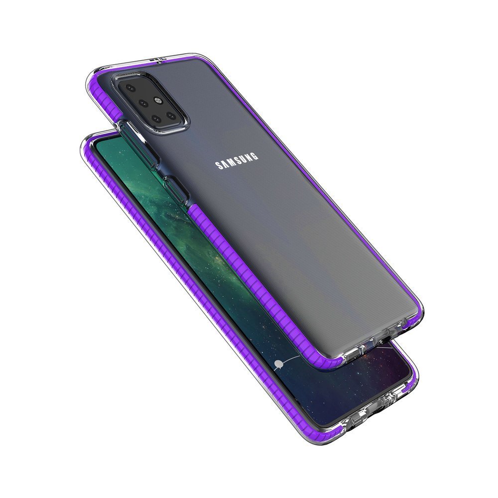Capa protetora de gel de TPU transparente com moldura colorida para Samsung Galaxy A51 azul claro