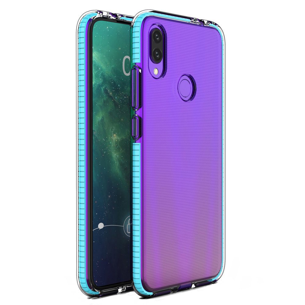 Capa protetora de gel de TPU transparente com moldura colorida para Huawei P Smart 2019 azul claro
