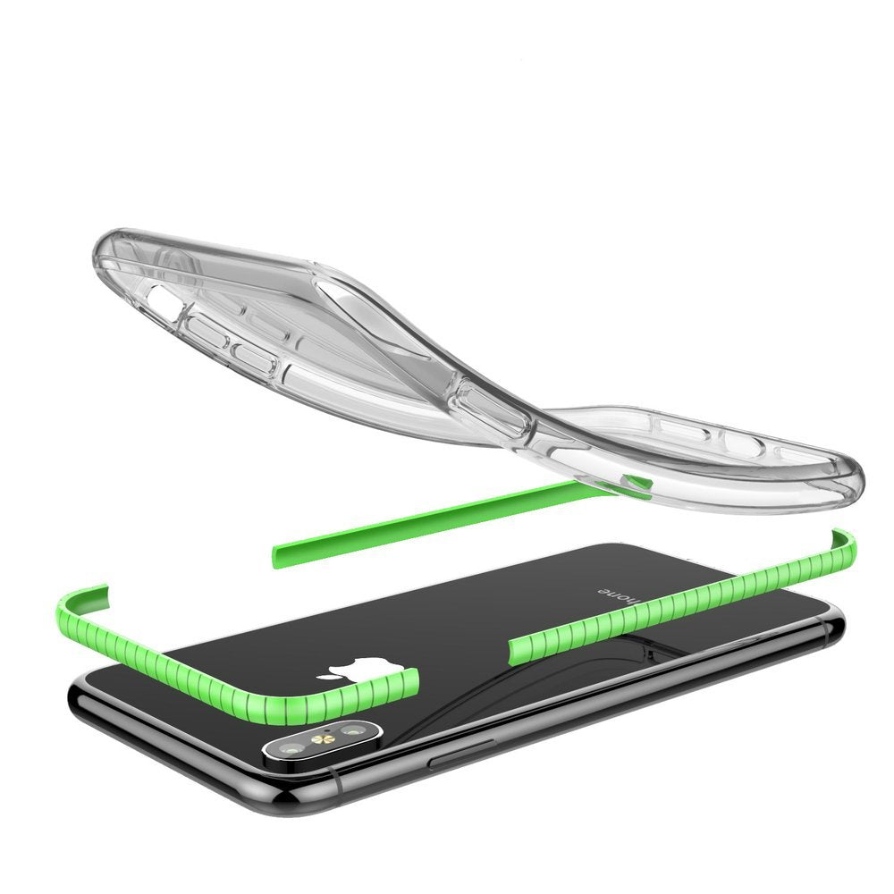 Capa protetora de gel TPU transparente com moldura colorida para iPhone XS - iPhone X azul escuro