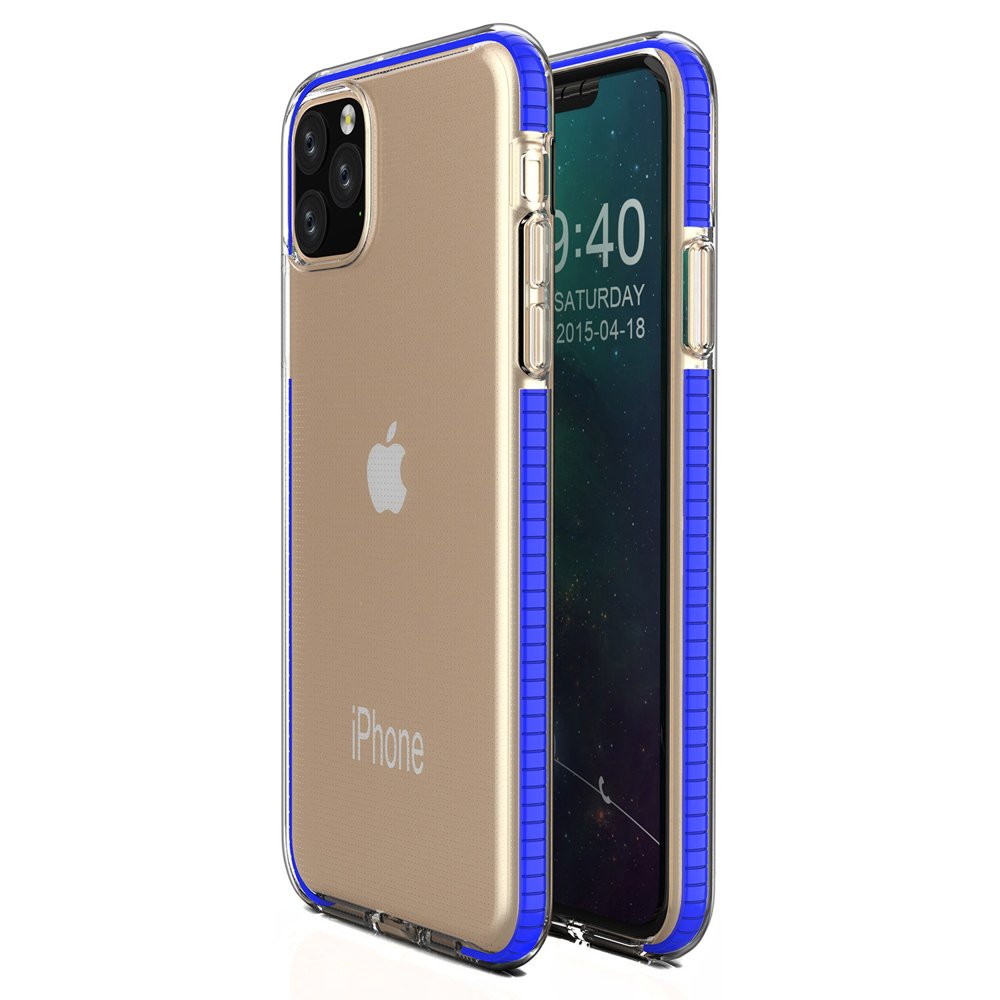 Capa protetora de gel de TPU transparente com moldura colorida para iPhone 11 Pro Max azul escuro