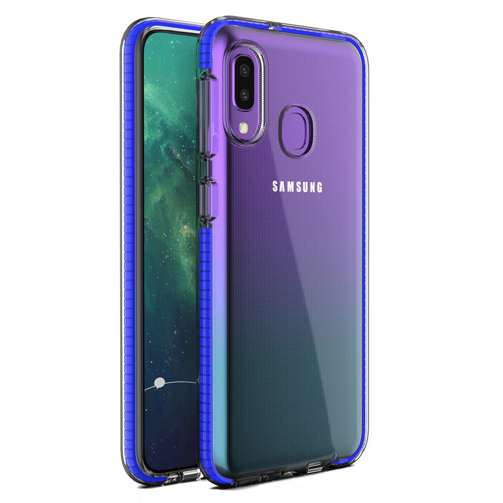 Capa protetora de gel de TPU transparente com moldura colorida para Samsung Galaxy A20e azul escuro