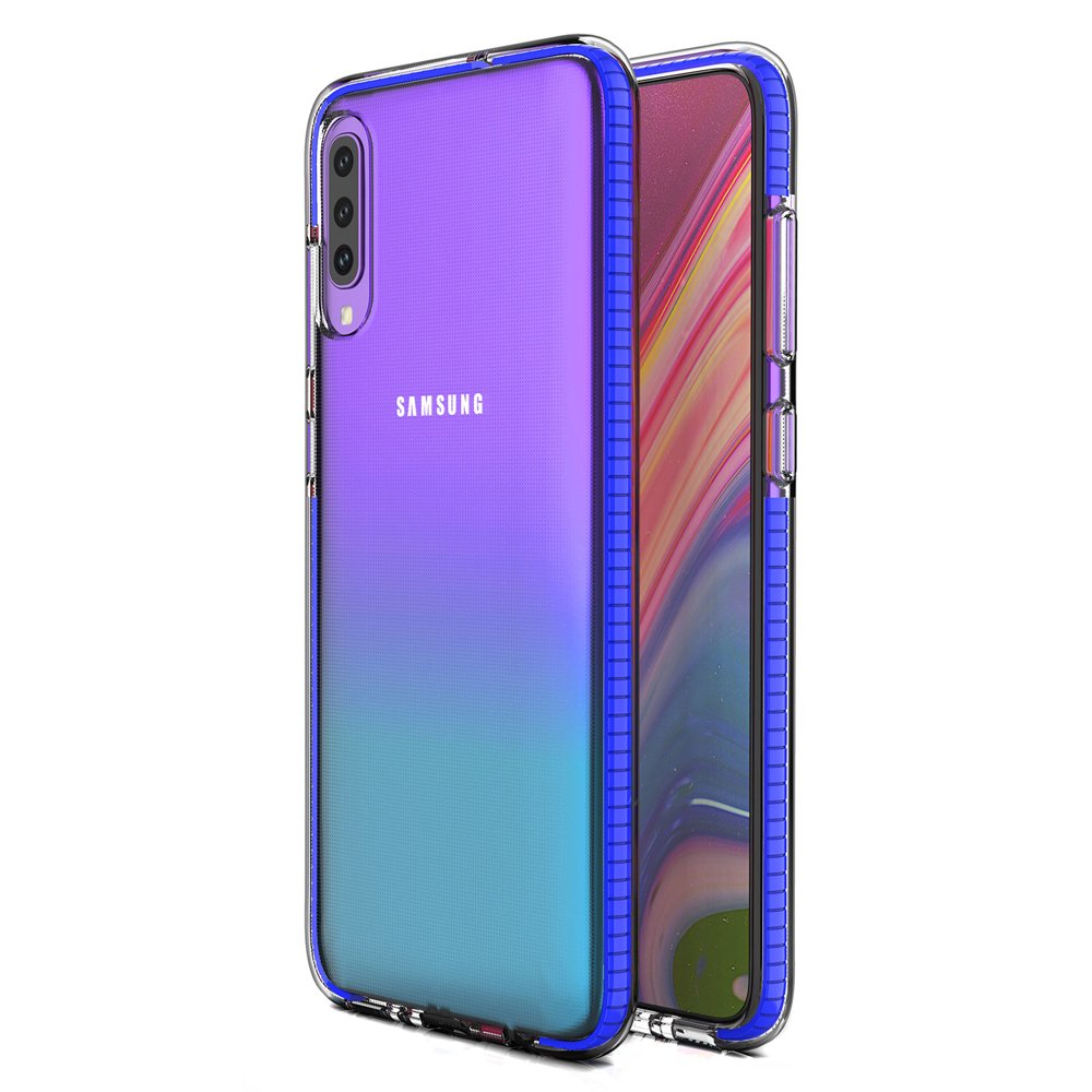 Capa protetora de gel de TPU transparente com moldura colorida para Samsung Galaxy A70 azul escuro