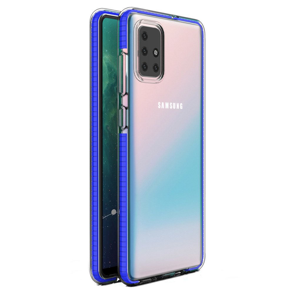 Capa protetora de gel TPU transparente com moldura colorida para Samsung Galaxy A71 azul escuro