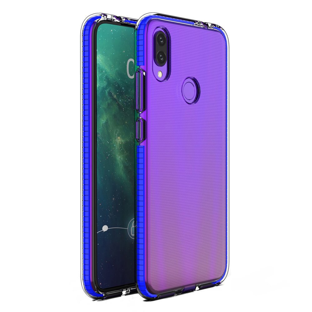 Capa protetora de gel de TPU transparente com moldura colorida para Huawei P Smart 2019 azul escuro