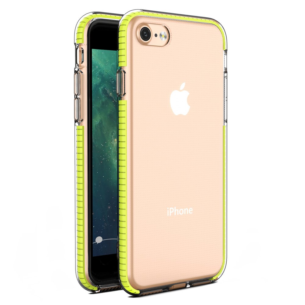Capa protetora de gel TPU transparente com moldura colorida para iPhone SE 2020 - iPhone 8 - iPhone 7 amarelo