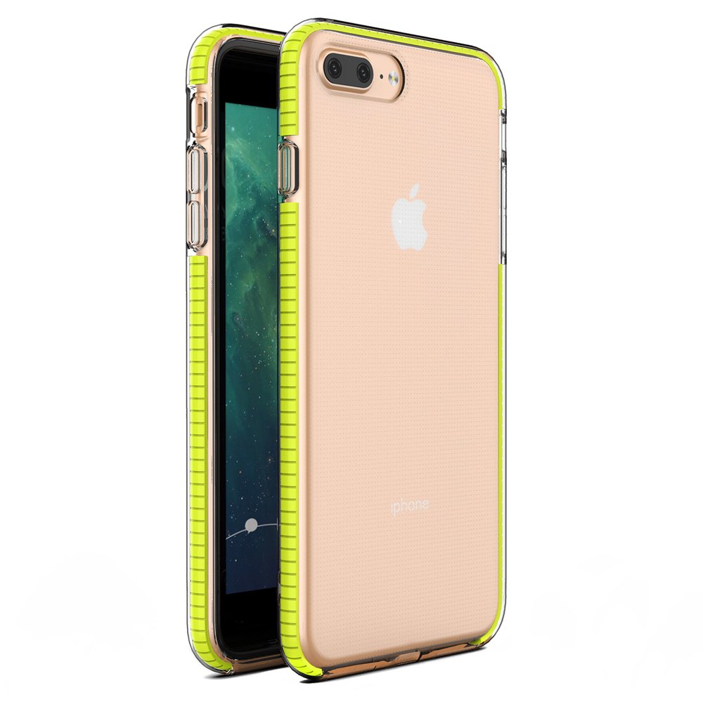 Capa protetora de gel de TPU transparente com moldura colorida para iPhone 8 Plus - iPhone 7 Plus amarelo
