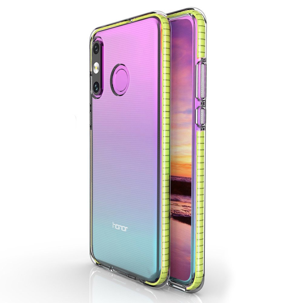 Capa protetora de gel de TPU transparente com moldura colorida para Huawei P30 Lite amarelo