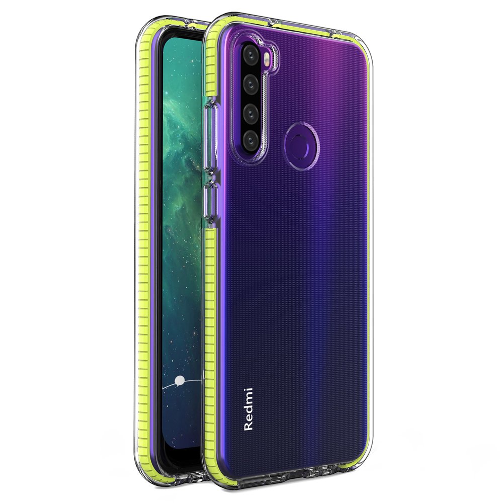 Capa protetora de gel TPU transparente com moldura colorida para Xiaomi Redmi Note 8T amarelo