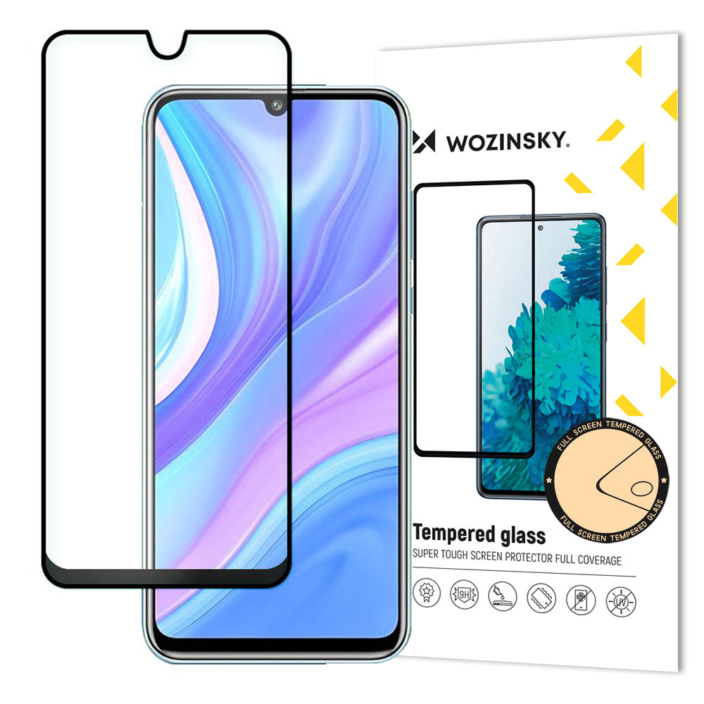 Protetor de tela super resistente de vidro temperado Wozinsky totalmente coberto com moldura compatível para Huawei P40 Lite - Nova 7i - Nova 6 SE preto