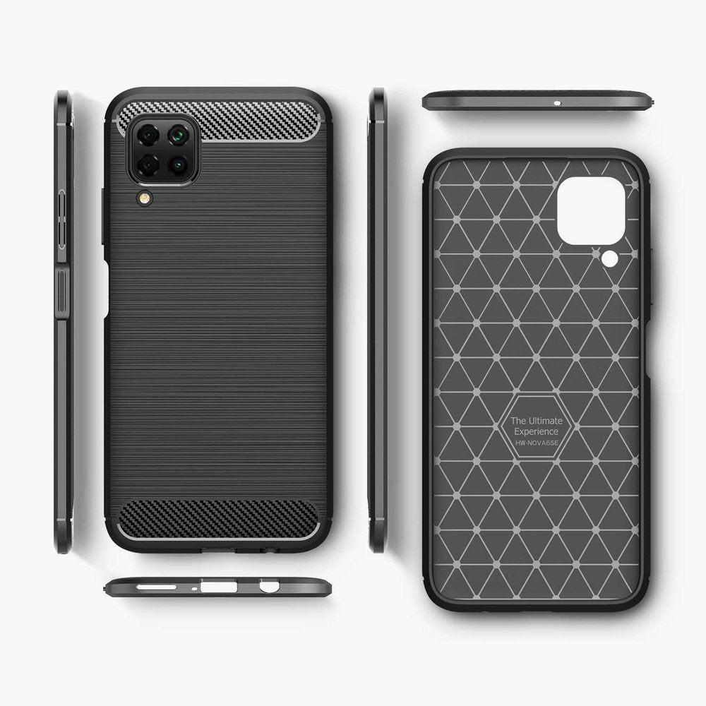 Capa carbono Capa flexível de TPU para Huawei P40 Lite - Nova 7i - Nova 6 SE preta