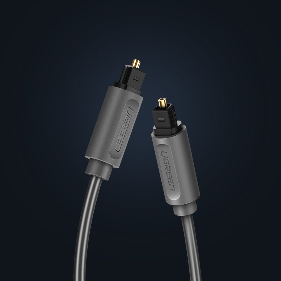 Cabo de fibra óptica de áudio digital Ugreen 1 m Toslink SPDIF cinza (10768)