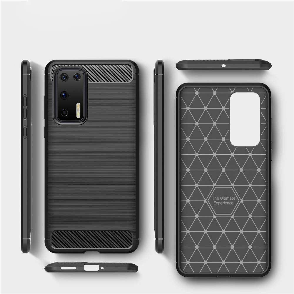 Capa carbono Capa flexível de TPU para Huawei P40 preta