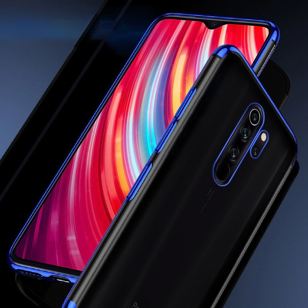 Estojo transparente de gel TPU para moldura de galvanoplastia para Xiaomi Mi 9T - Xiaomi Mi 9T Pro azul