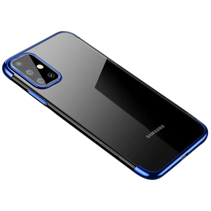 Capa transparente de gel TPU com estrutura de galvanoplastia para Samsung Galaxy A71 azul