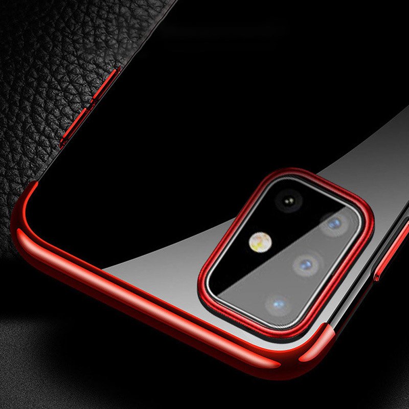 Capa transparente de gel TPU com estrutura de galvanoplastia para Samsung Galaxy A71 azul