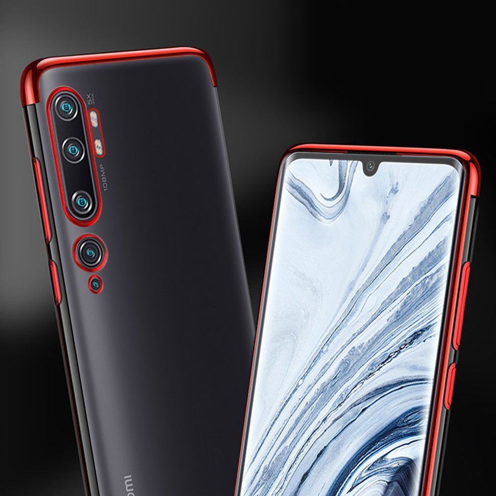 Capa de gel TPU transparente com moldura de galvanoplastia para Xiaomi Mi Note 10 - Mi Note 10 Pro - Mi CC9 Pro preto