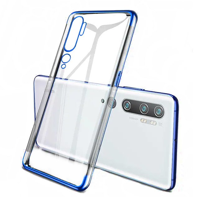 Transparente caixa de gel TPU moldura de galvanoplastia para Xiaomi Mi Note 10 - Mi Note 10 Pro - Mi CC9 Pro azul