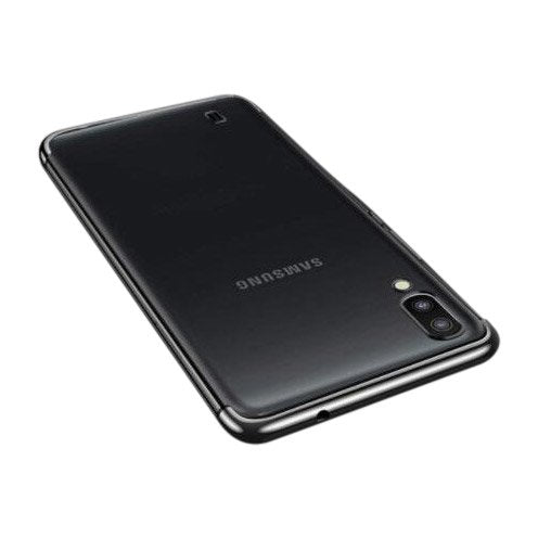 Capa transparente de gel TPU com estrutura de galvanoplastia para Samsung Galaxy A10 preta