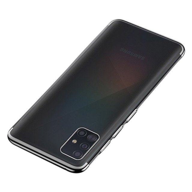 Capa transparente de gel TPU com estrutura de galvanoplastia para Samsung Galaxy A51 preta