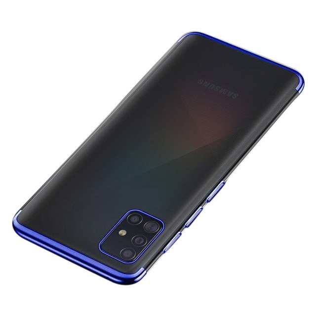 Capa transparente de gel TPU com estrutura de galvanoplastia para Samsung Galaxy A51 azul