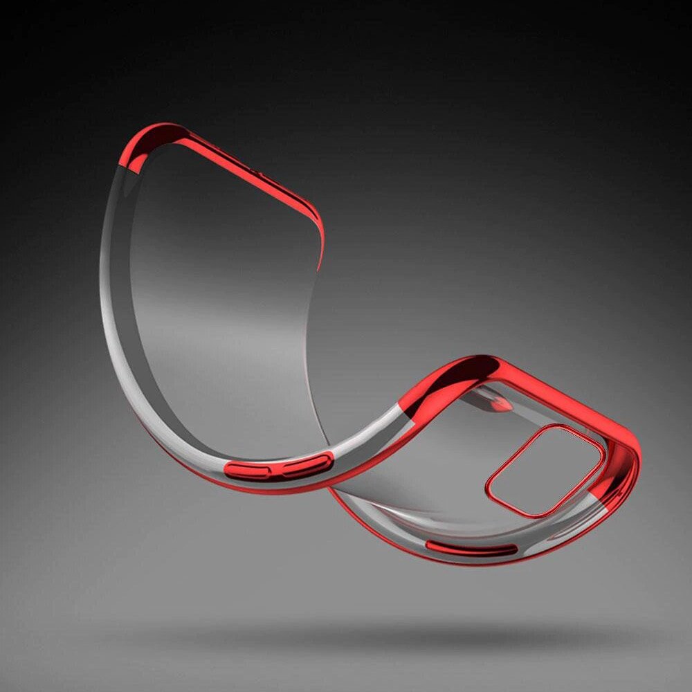Transparente estojo de gel TPU moldura de galvanoplastia para Samsung Galaxy A51 vermelho