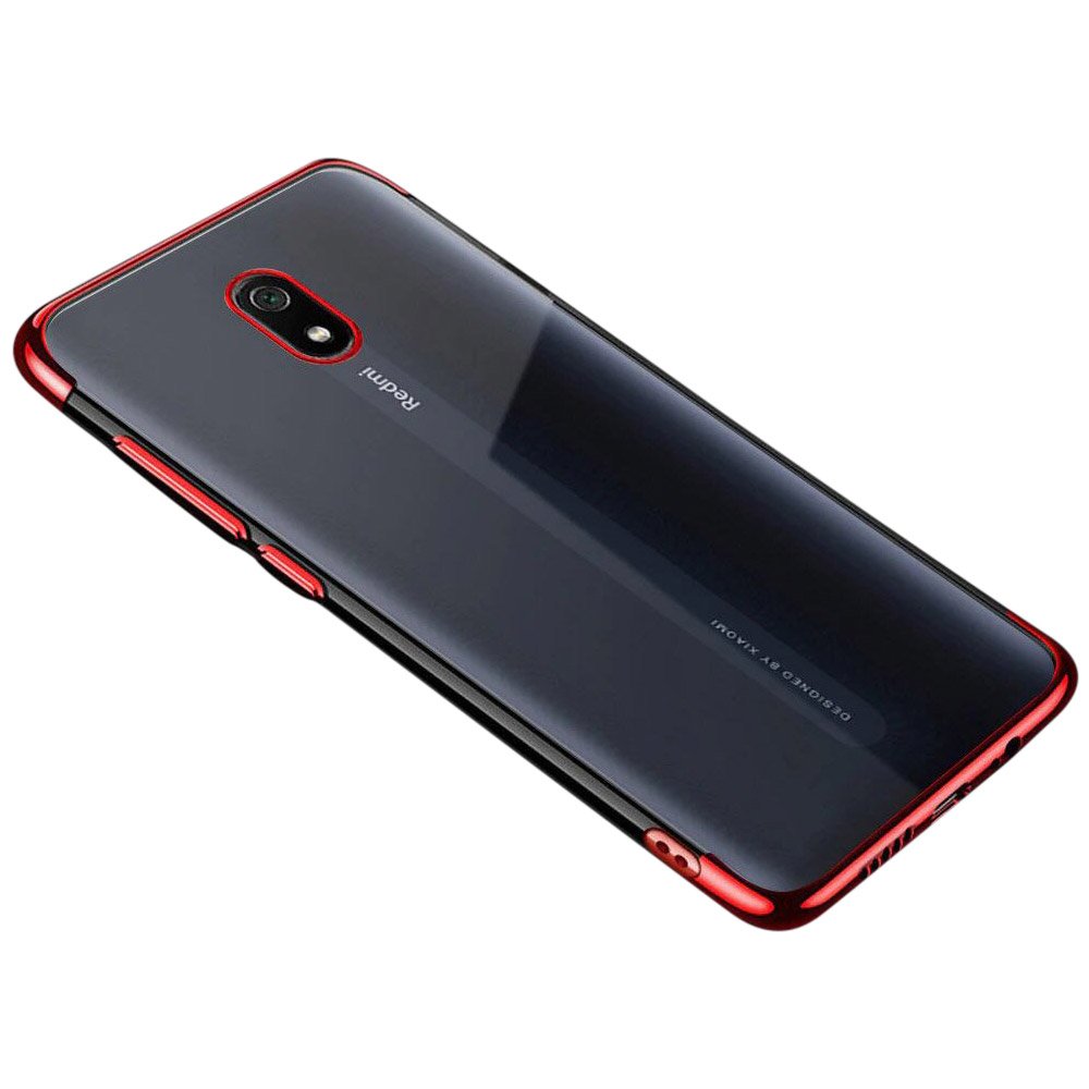 Transparente estojo de gel TPU moldura de galvanoplastia para Xiaomi Redmi 8A vermelho