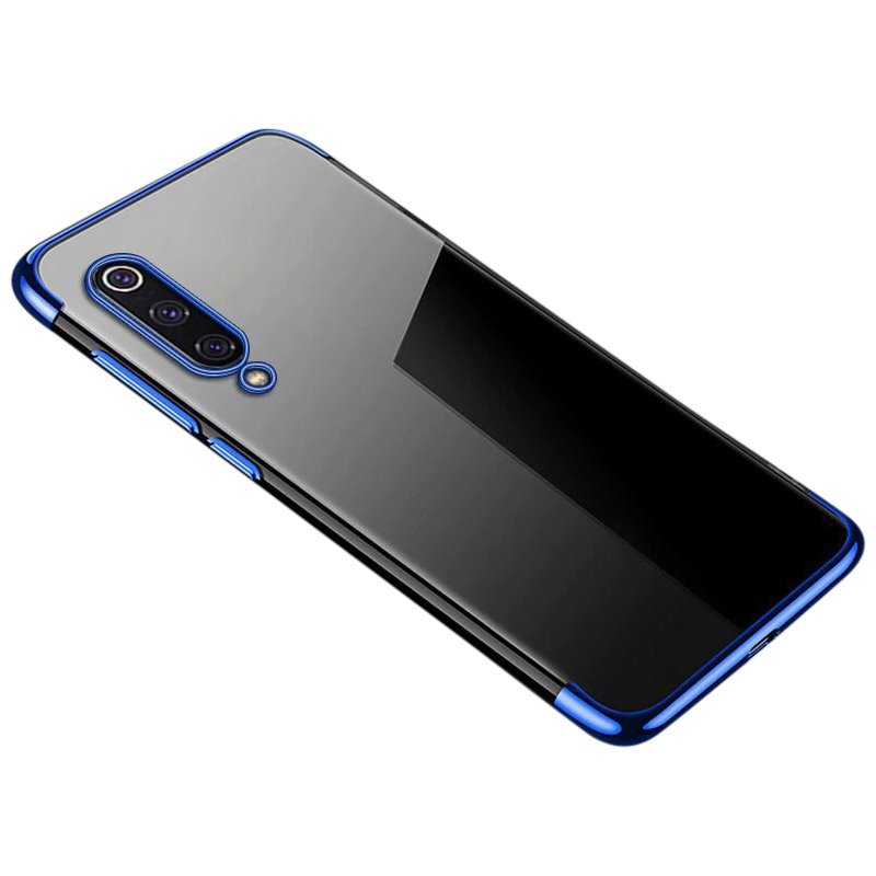 Estojo transparente de gel TPU para moldura de galvanoplastia para Xiaomi Mi 9 Lite - Xiaomi Mi CC9 azul