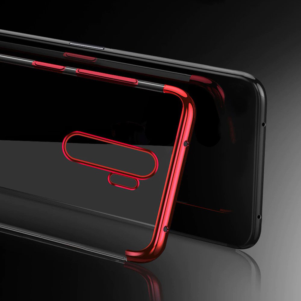 Capa de gel TPU transparente com estrutura de galvanoplastia para Xiaomi Redmi Note 8 Pro vermelho
