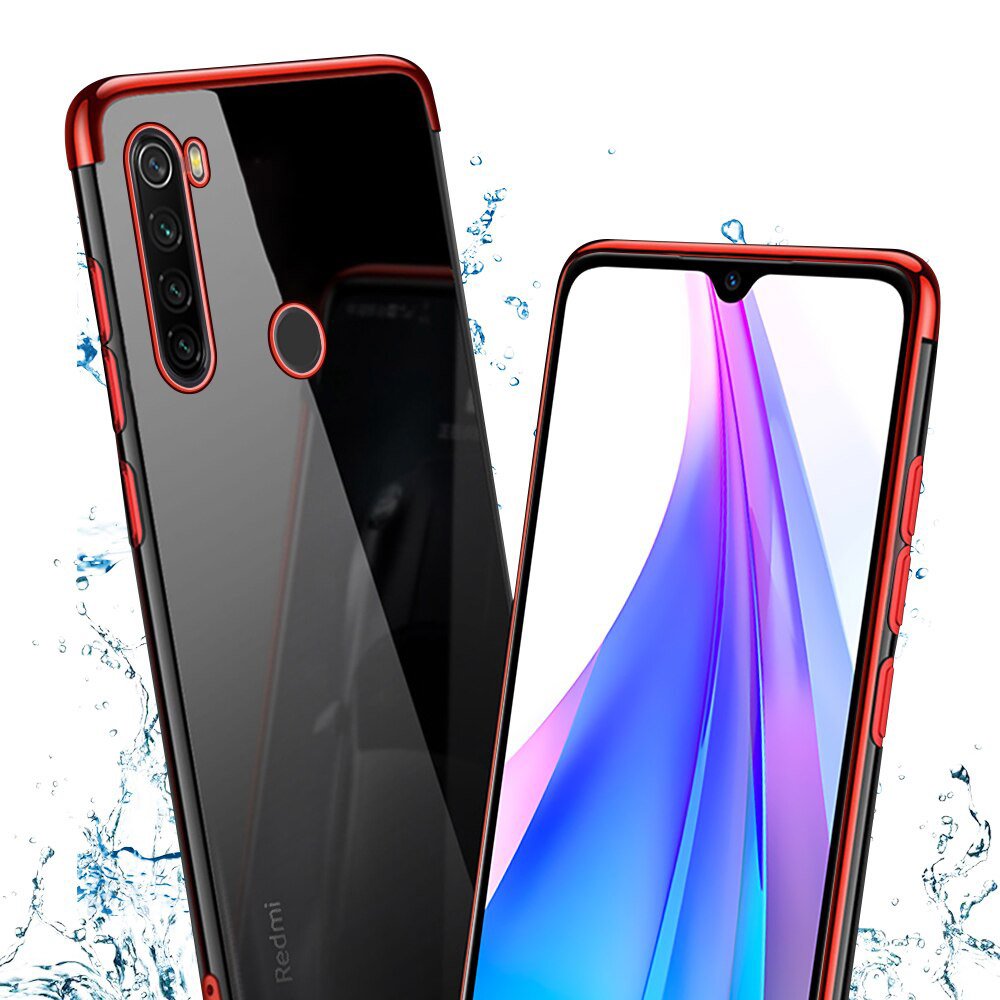 Transparente estojo de gel TPU moldura de galvanoplastia para Xiaomi Redmi Note 8T preto