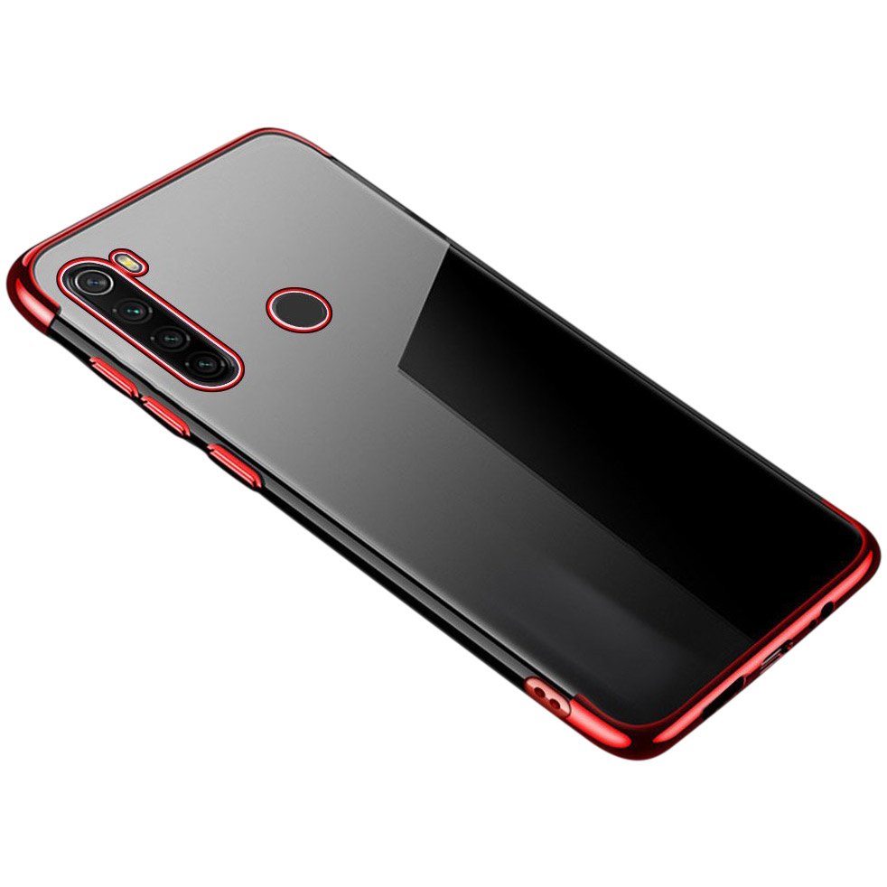 Capa de gel TPU transparente com estrutura de galvanoplastia para Xiaomi Redmi Note 8T vermelho