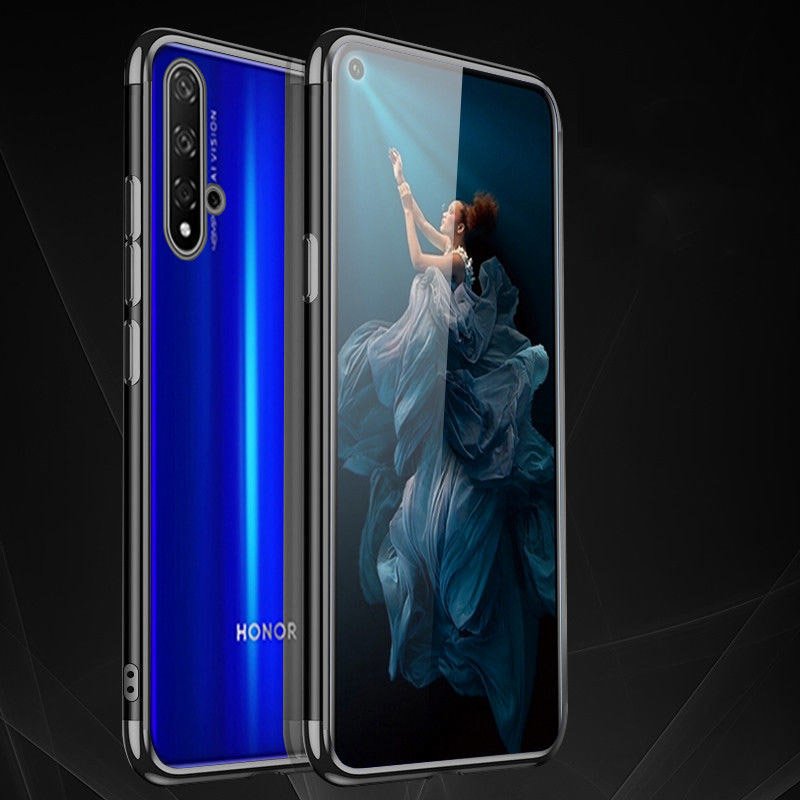 Transparente estojo de gel TPU moldura de galvanoplastia para Huawei Nova 5T - Honor 20 - Honor 20 Pro - Honor 20S vermelho