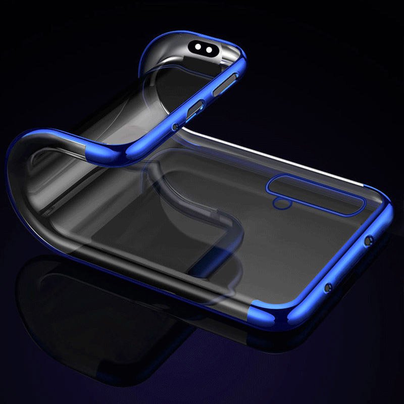 Transparente estojo de gel TPU moldura de galvanoplastia para Huawei Nova 5T - Honor 20 - Honor 20 Pro - Honor 20S vermelho