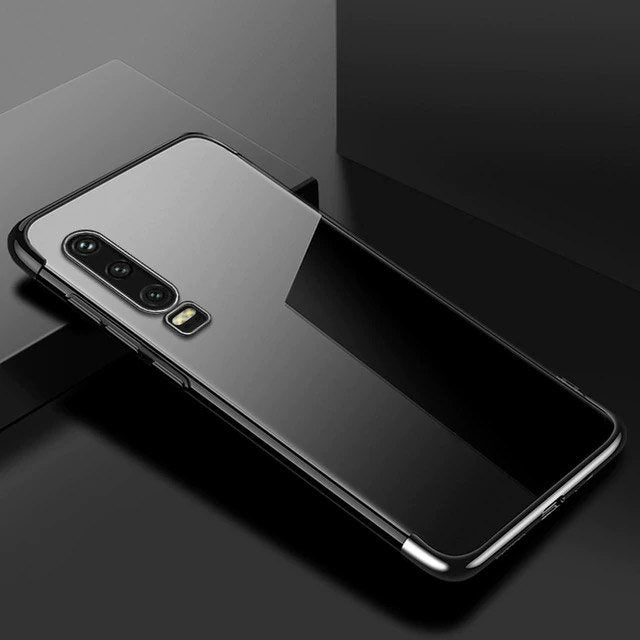 Capa de gel TPU transparente com estrutura de galvanoplastia para Huawei P Smart Pro - Huawei Y9s preto